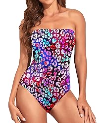 Holipick Women Color Leopard One Piece Swimsuits