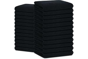 ZUPERIA 100% Ring Spun Cotton Salon Towel 24 Pack – (Not Bleach Proof -16" x 27") Super Soft and Highly Absorbent Hand Towel & Hair Towel for Hair Stylist, Gym, Beauty Salon, Spa & Home Care (Black)
