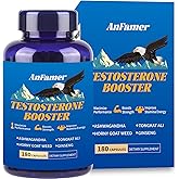 Testosterone Booster for Men with Ashwagandha, L-Arginine, Tongkat Ali, Tribulus, Natural Testosterone Supplement for Men Workout, Strength Booster, Performance and Building Muscle, 180 Capsules