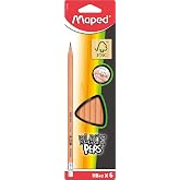 Maped Black'Peps Triangular Graphite #2 Pencils, Pack of 6 (851731ZV)