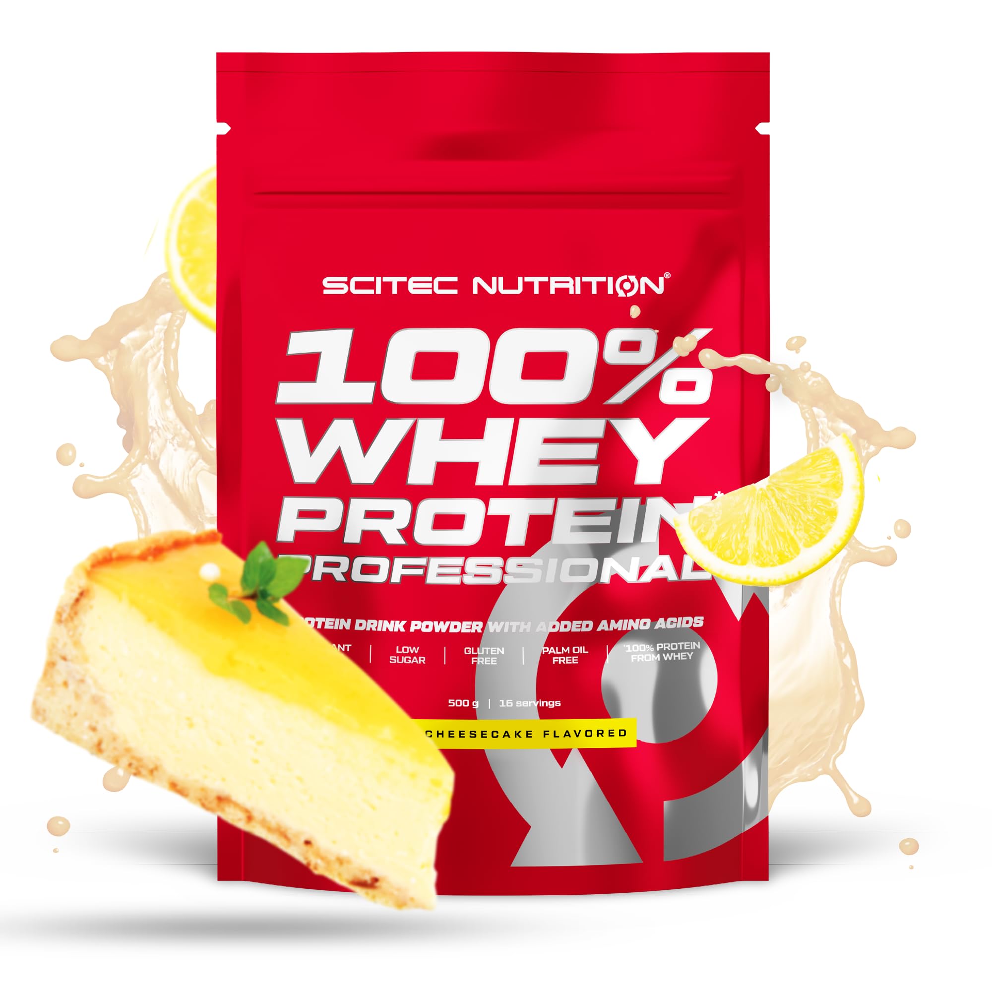 Scitec Nutrition 100% Whey Protein Professional โ Enhanced with Extra Amino Acids & Digestive Enzymes โ Gluten-Free โ Palm Oil Free, 500 g, Lemon Cheesecake โ image 1