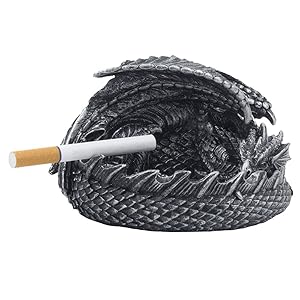 Decorative Metallic Look Mythical Dragon Ashtray with Celtic Symbol or Medieval Figurine Sculptures As Gothic Home Decor and Barware Smoking Receptacles & Fantasy Gifts for Smokers