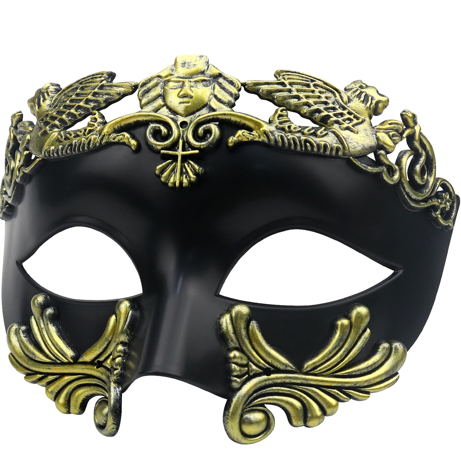 Lilwomen Ancient Greek Spartan Warrior Roman Masquerade Mask - Venetian Mask for Men - Wedding, Mardi Gras, Burlesque Ball (B-Gold)