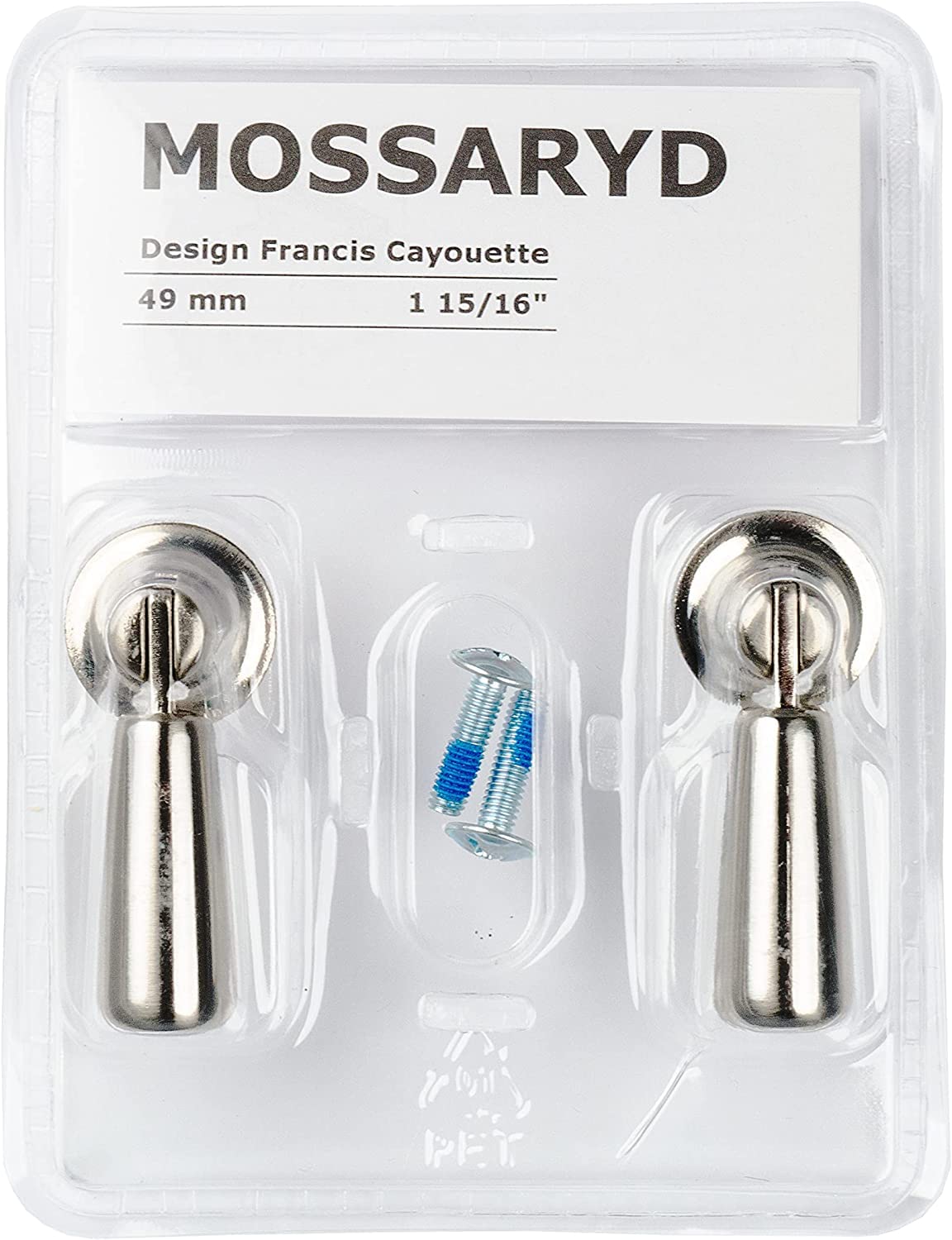 IKEA MOSSARYD Drop Handles, Stainless-Colour, 49mm, 703.703.52 - Pack of 2