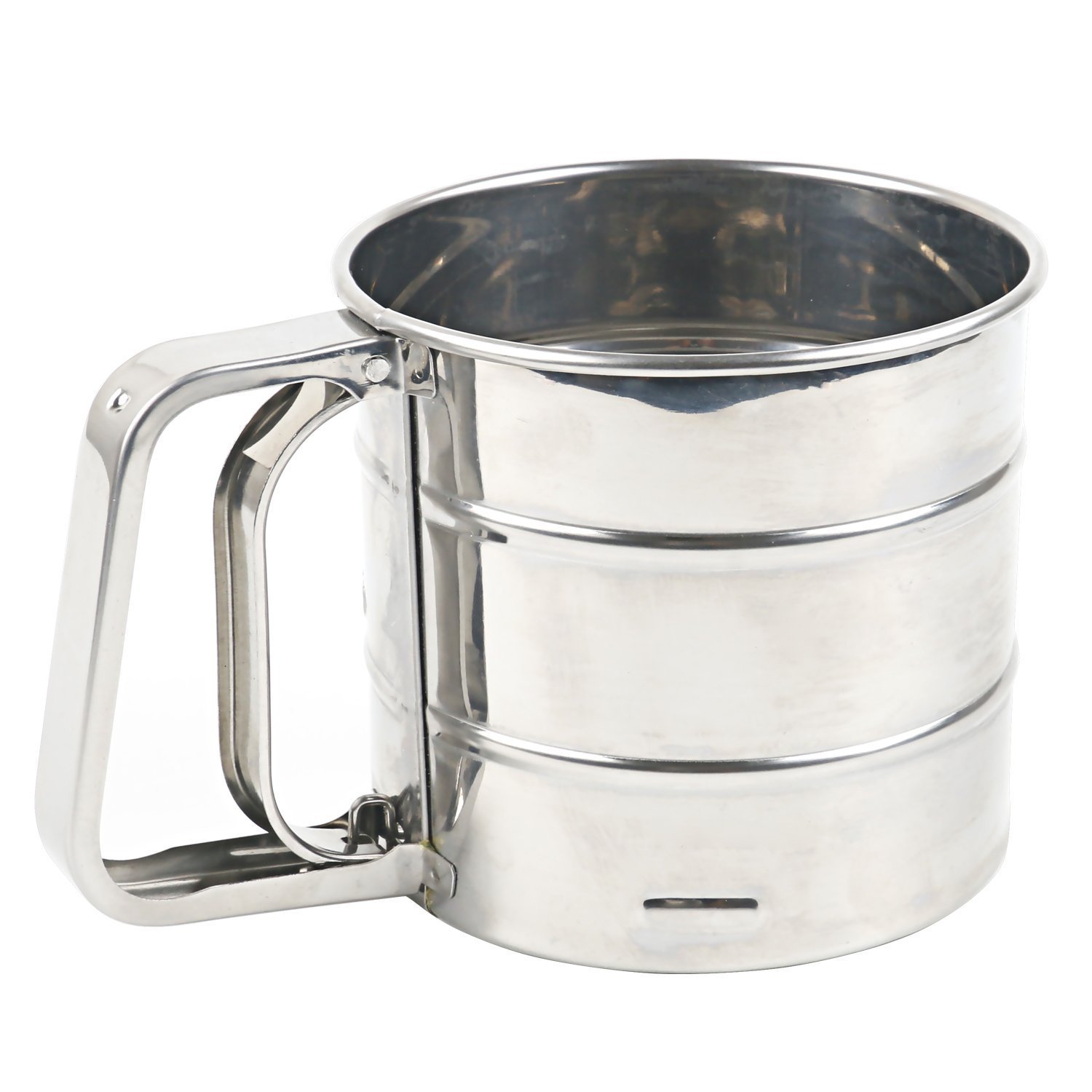 Stainless Steel Flour Sifter for Baking,Handheld Flour Sieve Icing Sugar Sifter with Crank Handle