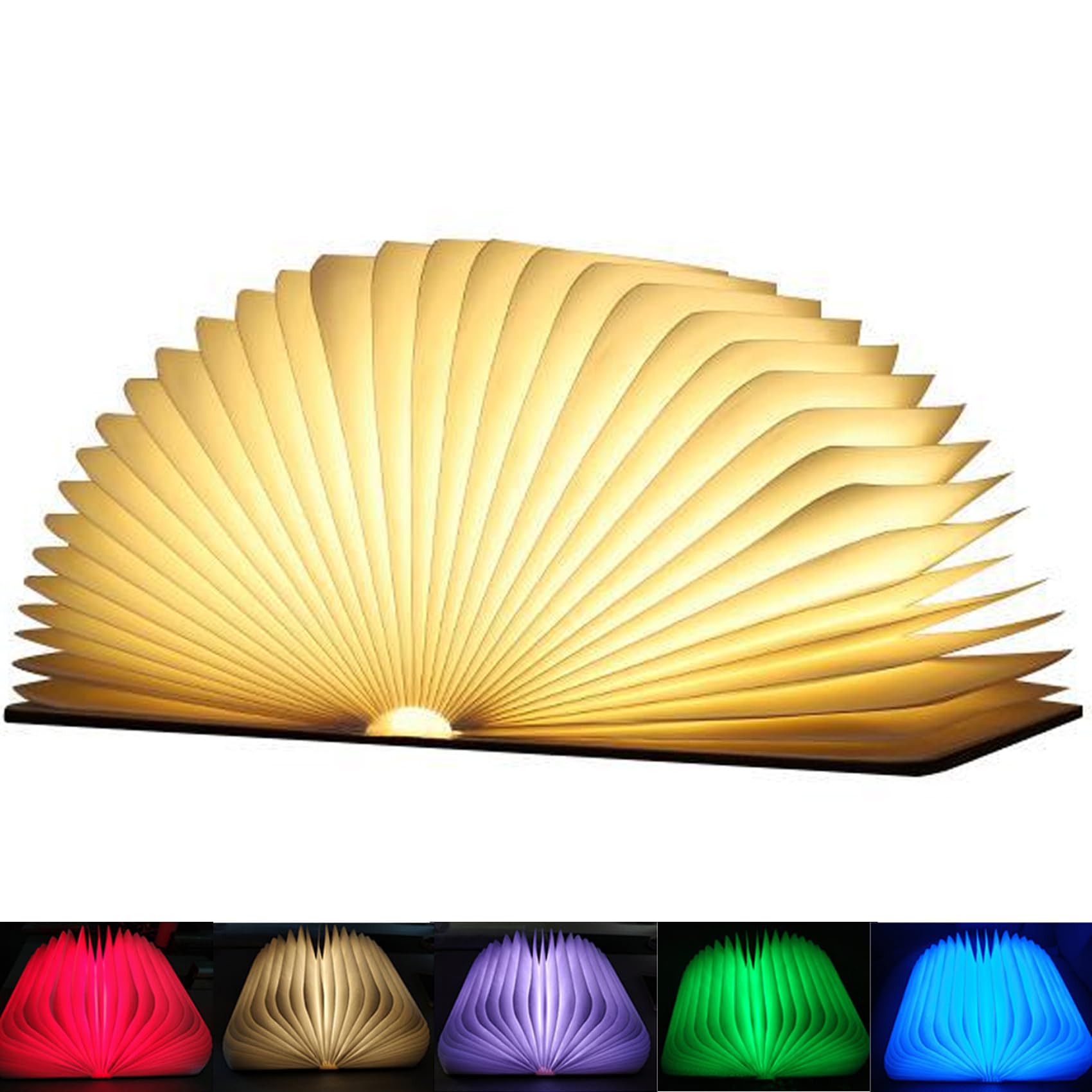 EasyULT Wooden Book Lamp, LED Folding Book Light Magnetic USB Rechargeable Mood Lighting Creative Night Light for Decor, Practical and Beautiful Decorative Lights (12 * 9 * 2.5cm)