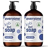 Everyone 3-in-1 Kids Soap, Body Wash, Bubble Bath, Shampoo, 32 Ounce (Pack of 2), Lavender Lullaby, made with Essential Oils for Toddlers, tweens and teens