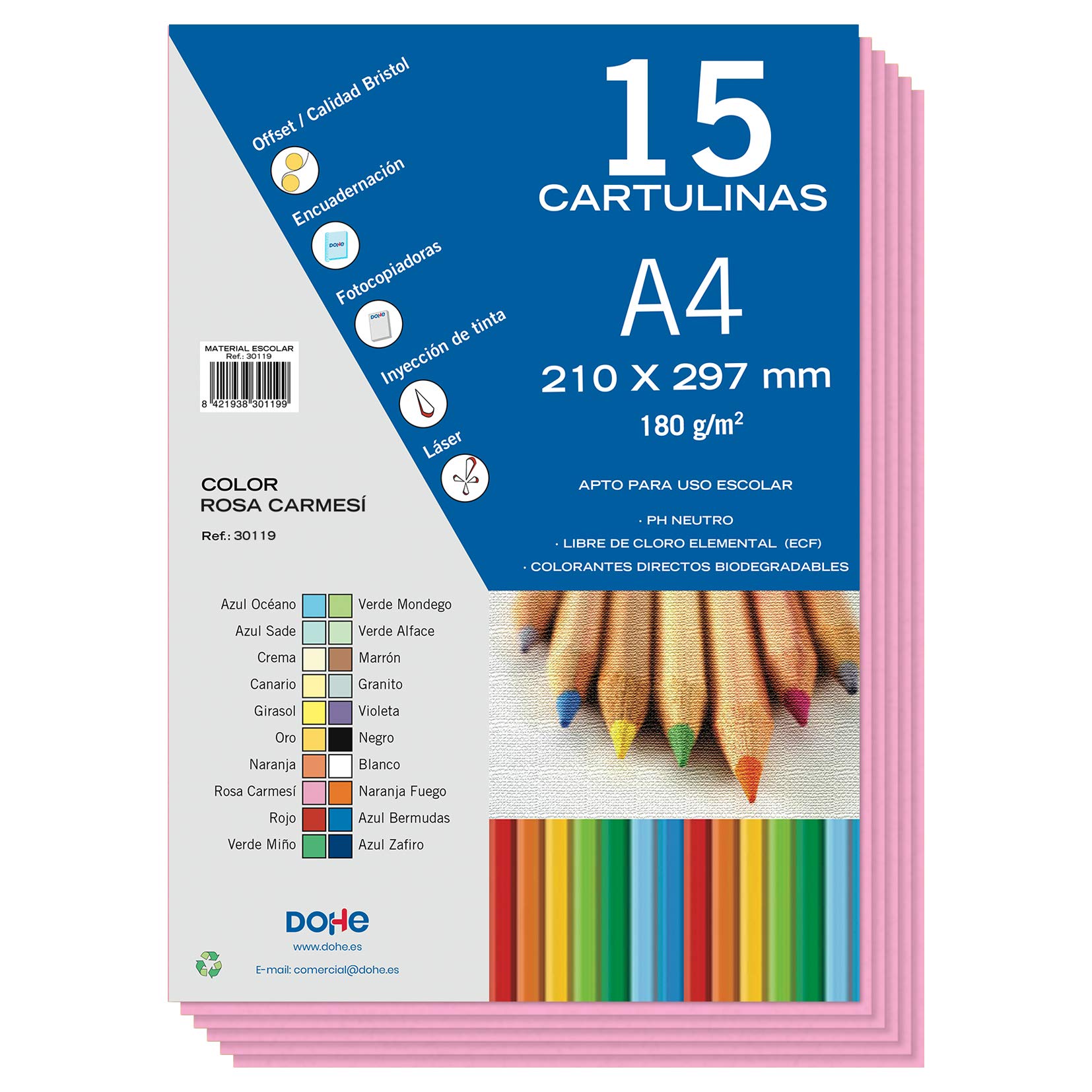 Dohe - Cardboard 15 Sheets in A4 - Crimson Pink