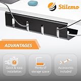 Stilemo Under Desk Cable Management Tray 2 Pack Carbon Steel Wire Organizer view 3