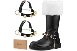 Realspring 2 Pcs Christmas Santa Claus Boots Brass Bells for Halloween Christmas Costume Black and Yellow