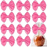 24 Pcs Hot Pink Satin Ribbon Twist Tie Bows, 3.5" Pre-Tied Satin Ribbon Small Bows Premade Bows for Gift Wrapping Cake Pops Candy Apple Treat Bags Wedding Birthday Christmas Party Decorations