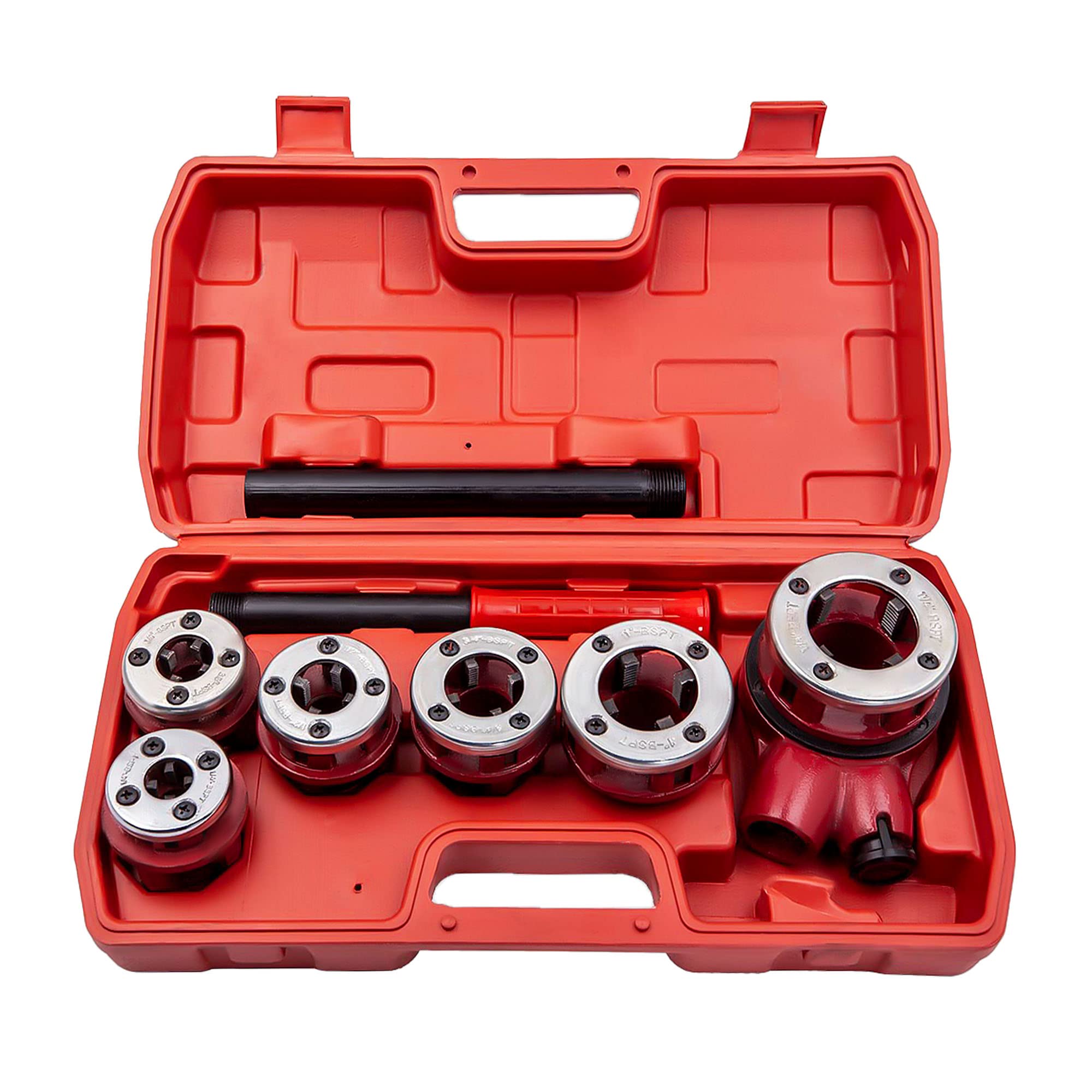 Photo 1 of maXpeedingrods BSPT Ratchet Pipe Threader Kit, Manual Ratcheting Pipe Threading Tool Set w/ 6 Dies 1/4", 3/8", 1/2", 3/4", 1", 1-1/4" for Metal and PVC Pipes
