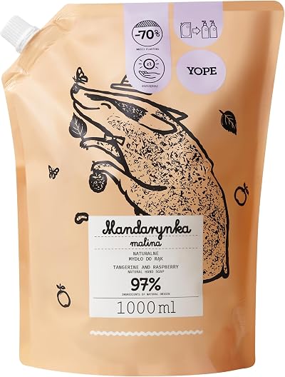 Yope Refill Hand Wash Moisturizing 1000ml Tangerine Raspberry Allantoin Vegan