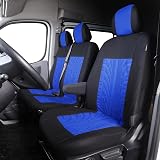 TOYOUN Van Seat Covers Universal Fit 2+1 Blue Polyester Foam Front Seat view 2