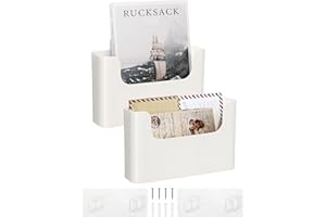 FKTXCO Wall File Organizer Holder Wall Mount Hanging File Organizer Door Office Mail Supplies Storage Magazine Envelope Planner Wall Single Pocket Off White Plastic 2 Packs
