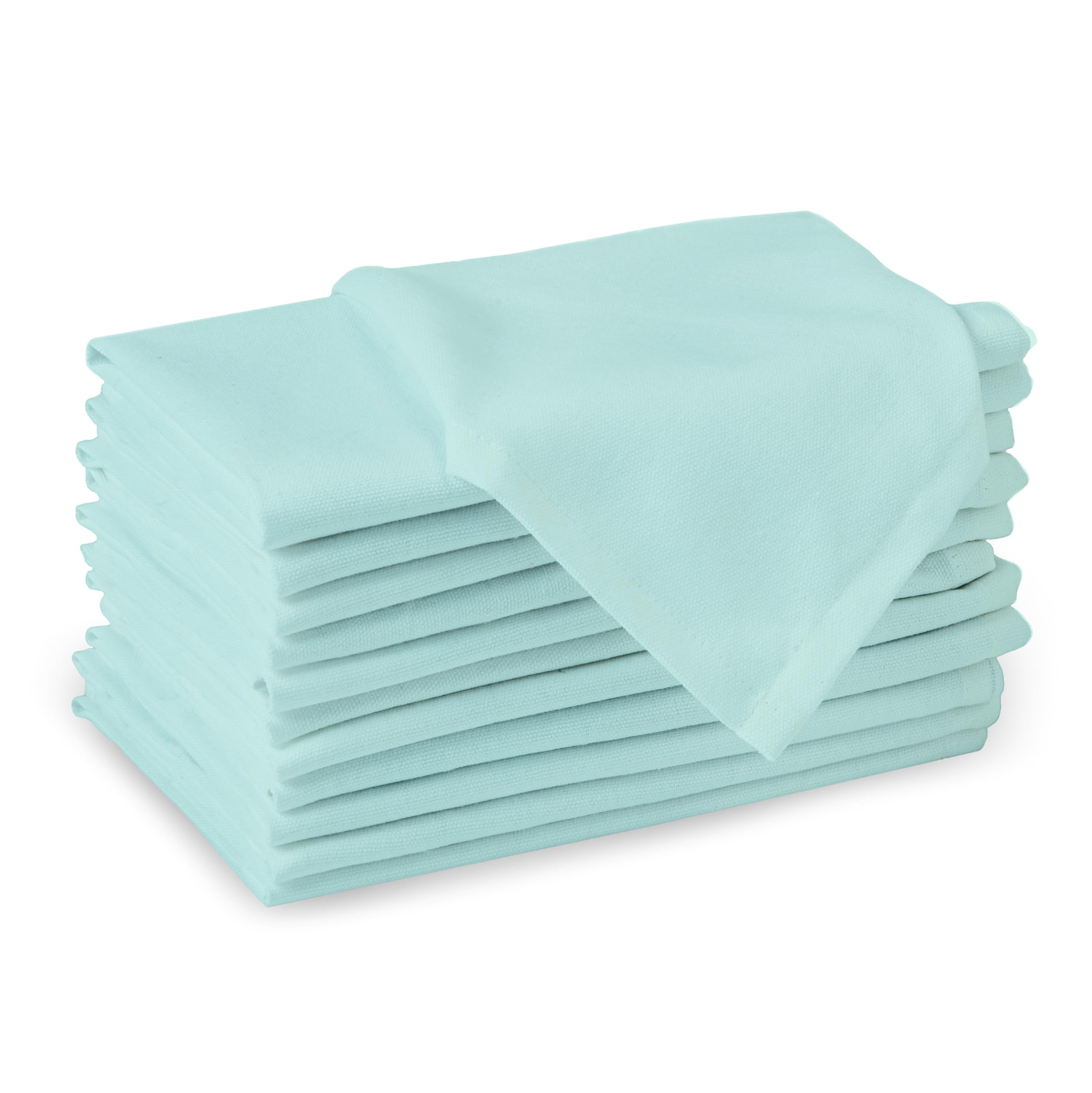 Encasa XO Egg Blue Cloth Napkins Set of 12, 17x17 in | Solid Color Cotton Dinner Napkins | Washable & Reusable Wedding Napkins for Holiday Dinners, Party, & Everyday Table Decor