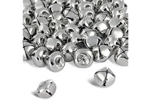 BigOtters 50 Pcs Jingle Bells for Crafting, 1 Inch Craft Bells Bulk for DIY, Home Christmas Decoration, Silver