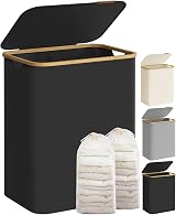SONGMICS 130L Laundry Basket with Lid 2-Section Collapsible Oxford 600D