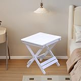 MEILEWLE Folding Wooden Outdoor Side Table - Square Garden Table - White view 7