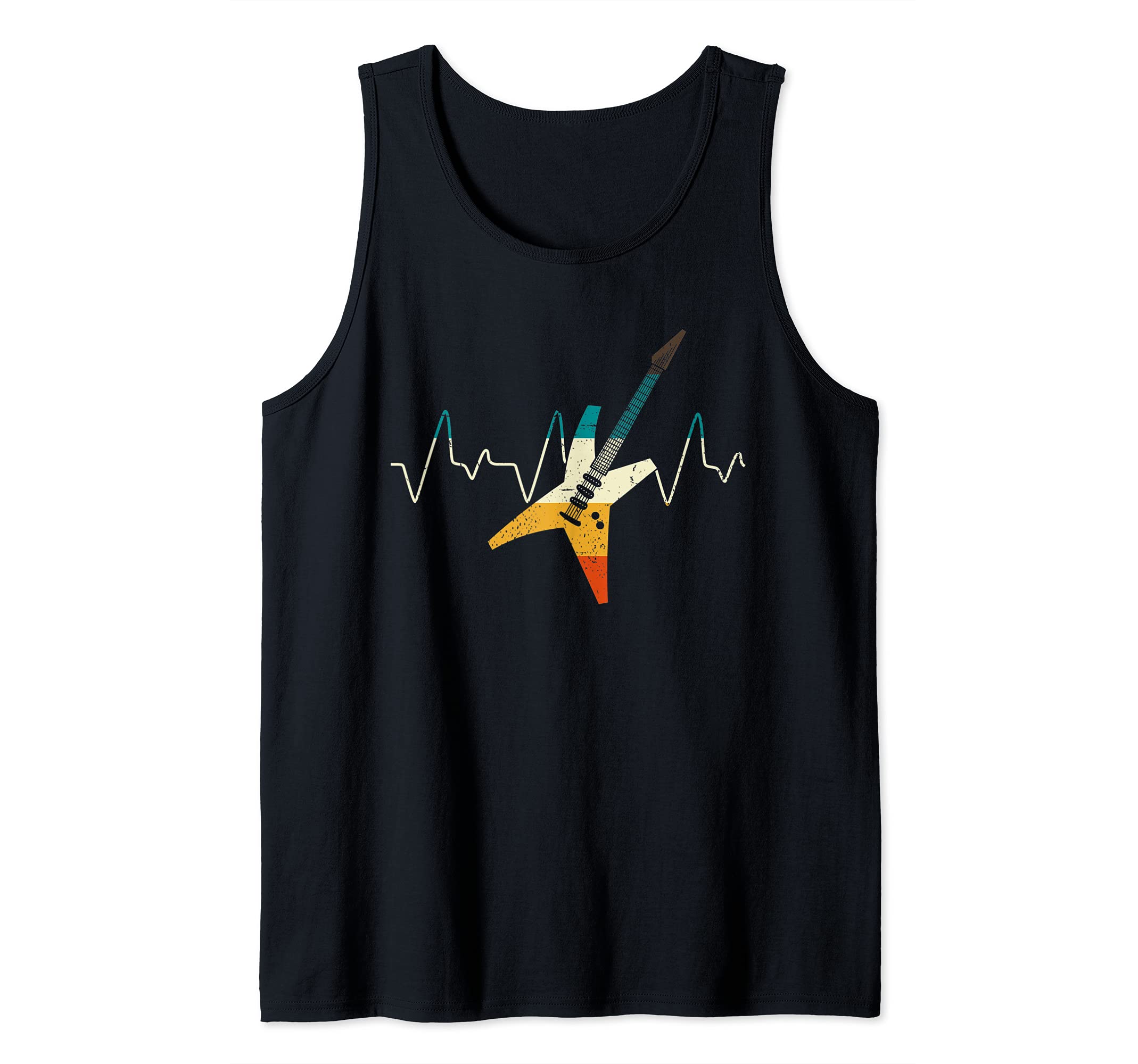 Retro Musician Electric Guitar Heartbeat Guitarist Guitar Tank Top