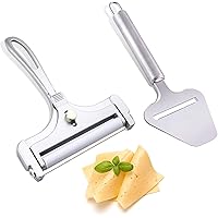 Bivisen 2 Pack Stainless Steel Wire Cheese Slicer with Cheese Plane Tool, Adjustable Thickness Cheese Cutter for Hard…