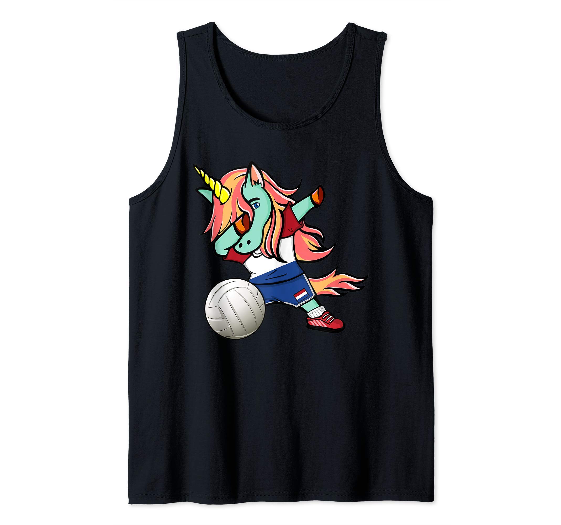 Dab Unicorn Netherlands Volleyball Lovers Jersey Dutch Flag Tank Top