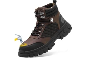 KELODON Steel Toe Boots For Men-6 Inch Breathable Safety Boots Indestructible Work Boots Lightweight Slip On Puncture Resistant