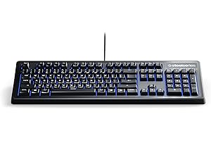 SteelSeries Apex 100 Gaming Keyboard - Tactile & Silent - Blue LED Backlit - Splash Resistant - Media Controls