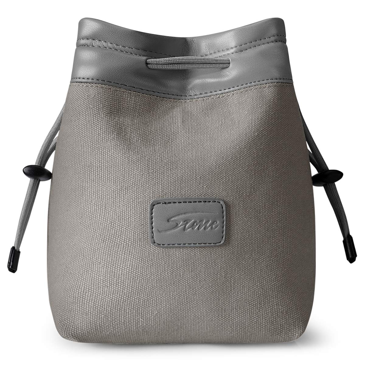 S-ZONE Soft Camera Case DSLR Drawstring Bag Lens Insert Handbag for Canon Nikon Sony Storage (Medium, Light Grey)