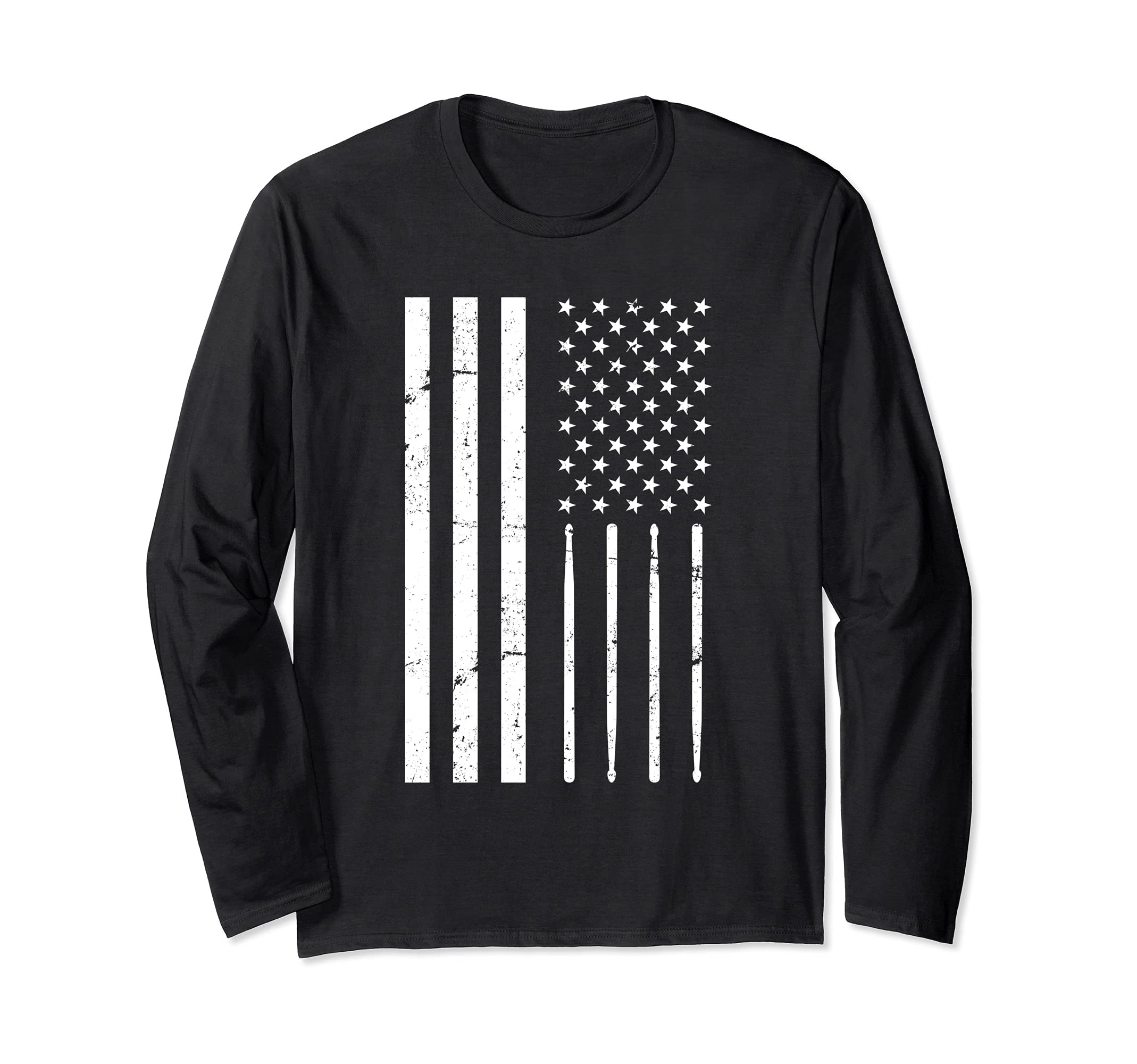 American Pride Drumsticks Drummer Drums Player US Flag Drums Long Sleeve T-Shirt