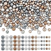 PH PandaHall 900pcs 5 Colors Metallic Pearl Beads, 5/8/10mm Round Pearls ABS Small Craft Pearls Loose Beads Neutral Spacer Beads with Hole for DIY Jewelry Beading Earrings Bracelets Necklaces Making