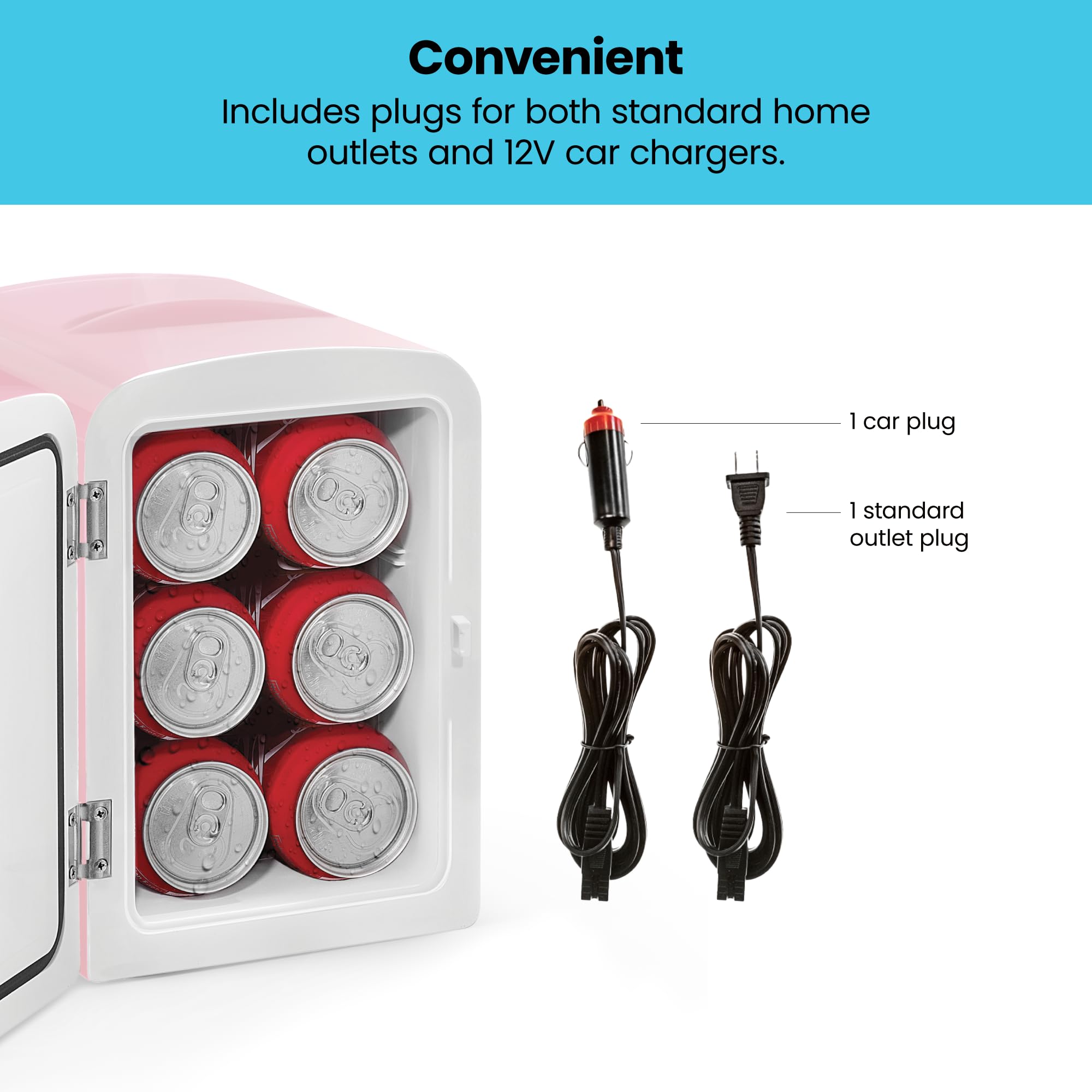 Chefman - Iceman Mini Portable Pink Personal Fridge Cools Or Heats & Provides Compact Storage For Skincare, Snacks, Or 6 12oz Cans W/ A Lightweight 4-liter Capacity To Take On The Go, Pink