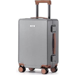 VATILIN 20 Inch Aluminum Frame Hardside Carry On Luggage (Gray, 20 Inch) | 20 Inch Polycarbonate Hardshell,Tsa Approved Lock,