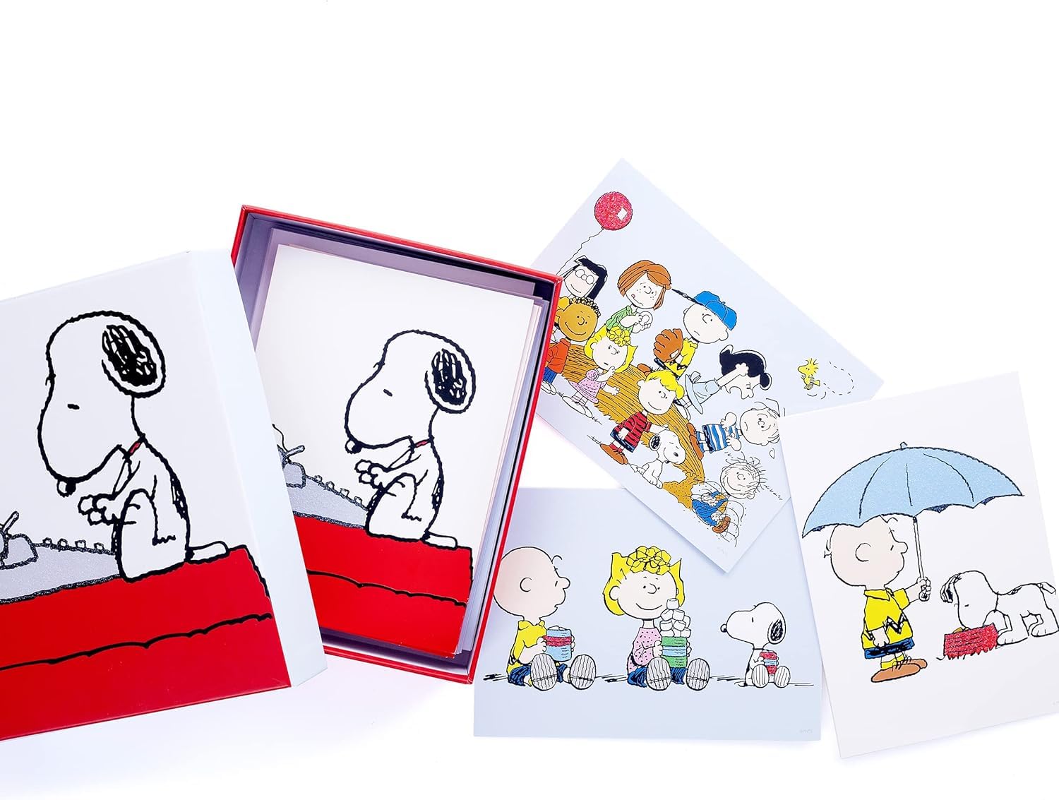 Graphique The Peanuts™ Gang Greeting Cards | 20 Pack | All Occasion Blank Note Cards with Envelopes | 4 Assorted Designs with Glitter Accents | Boxed Set for Personalized Notes | 4.25