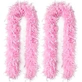 iHUFeather Chandelle Turkey Feather Boa 30g 1.64 Yards for Party Wedding Christmas Costume Decoration(2pcs)