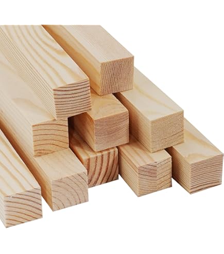 Oungy 100 Tacos Cuadrados De Madera Balsa Sin Terminar De 0.394 In X 12 Pulgadas, Varillas De Madera Para Manualidades, Tacos Cuadrados De Madera Dura, Tiras De Madera Cuadrada Para Manualidades