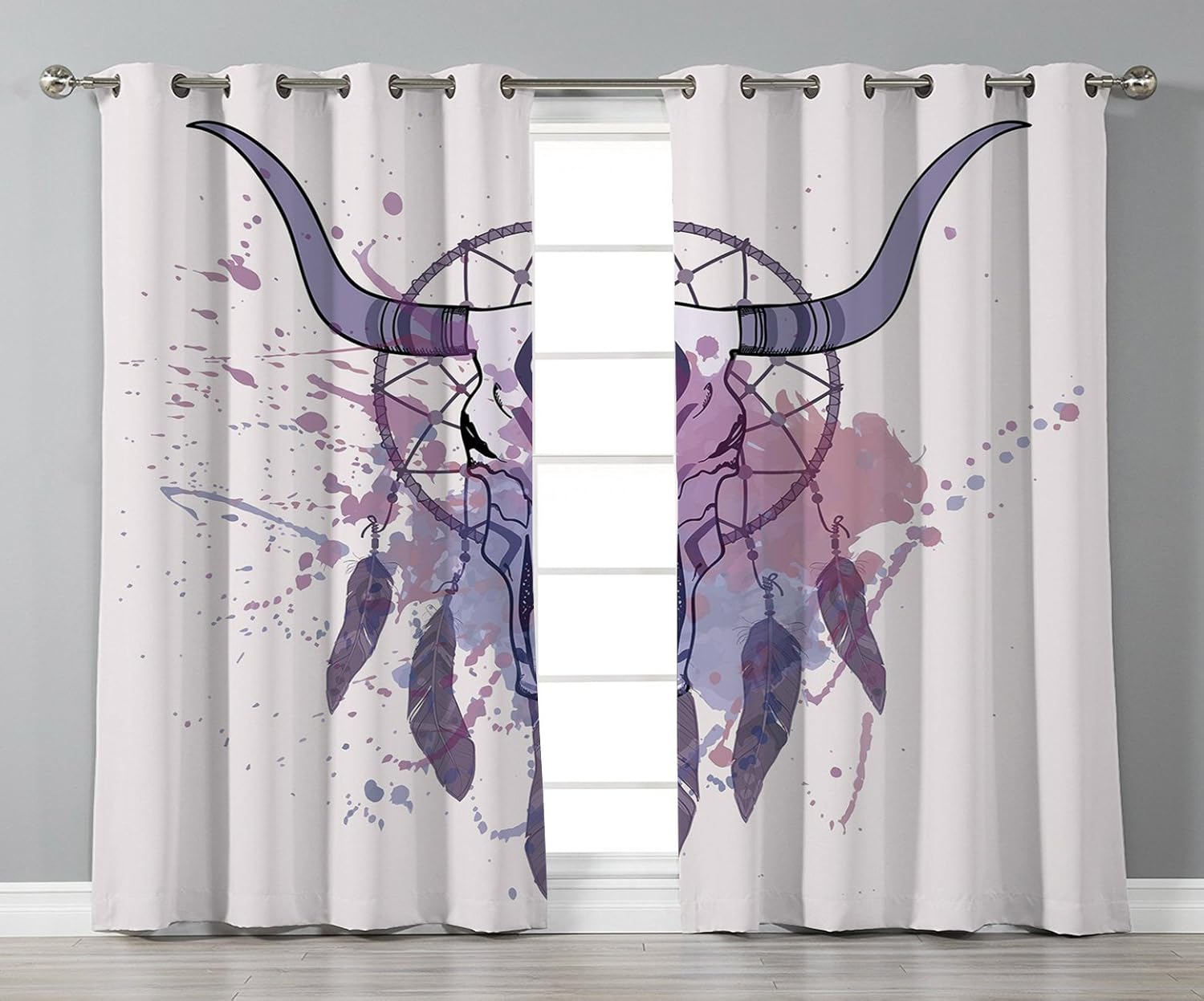 Amazon Com Stylish Window Curtains Feather Bull Skull