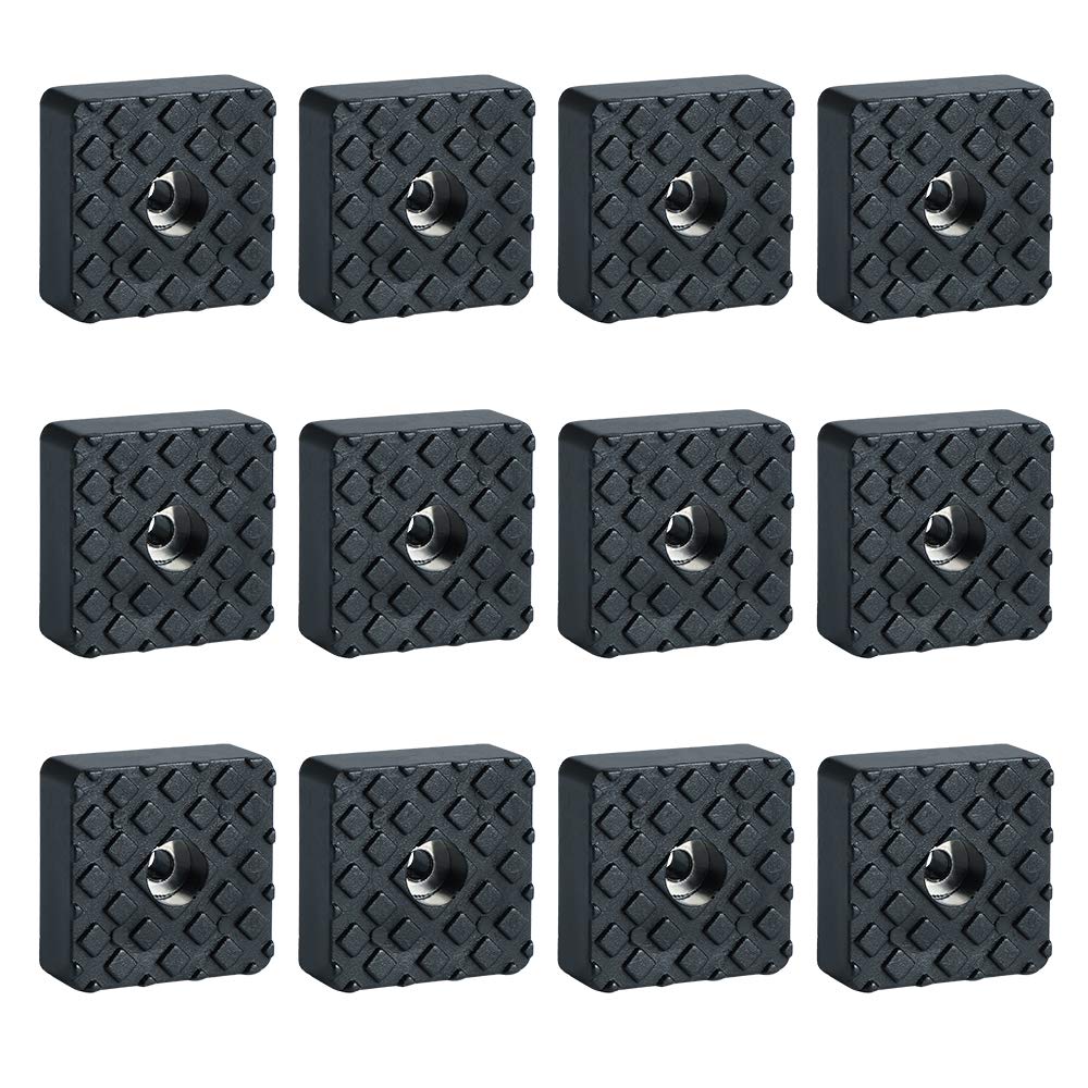 Sayayo Non-Slip Rubber Feet for Garden Furniture Chairs, Floor Protector Pads 30MM*30MM, 12 Pcs Black, EJD250B-12P