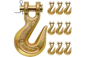 ForoGore 10 Pack 3/8 Grade 70 Clevis Grab Hook Pin Clevis Rigging Tow Transport Truck Trailer Hook Two Hook for Tow Chain Transport 7500 Lbs Working Load