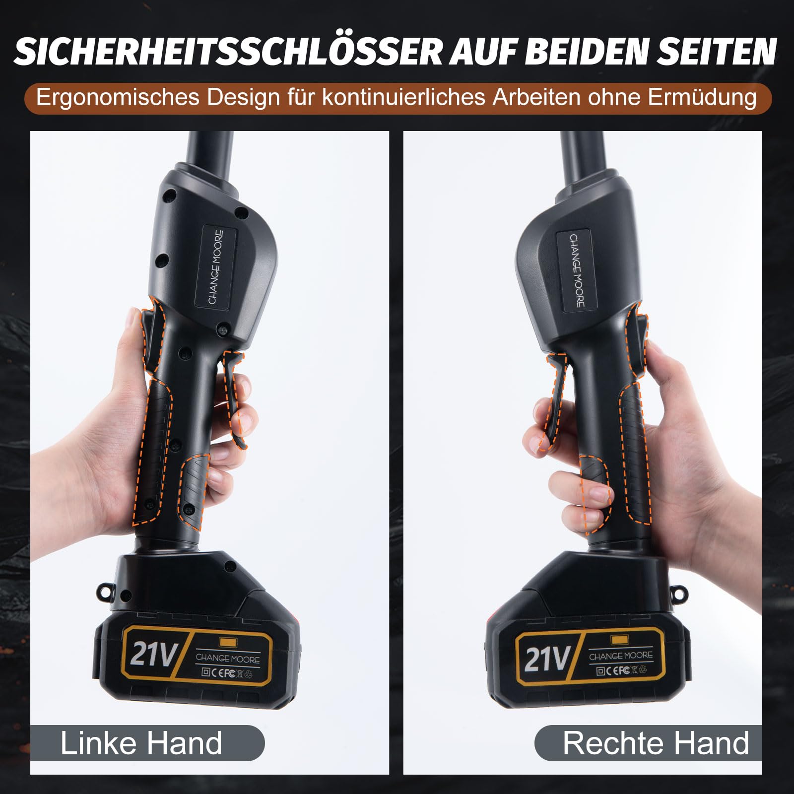 CHANGEMOORE Akku-Hochentaster Elektrisch 21V, 15cm, 10m/s, 1,68m 8