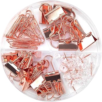 Set of Binder Clips, Paper Clips, and Push Pins