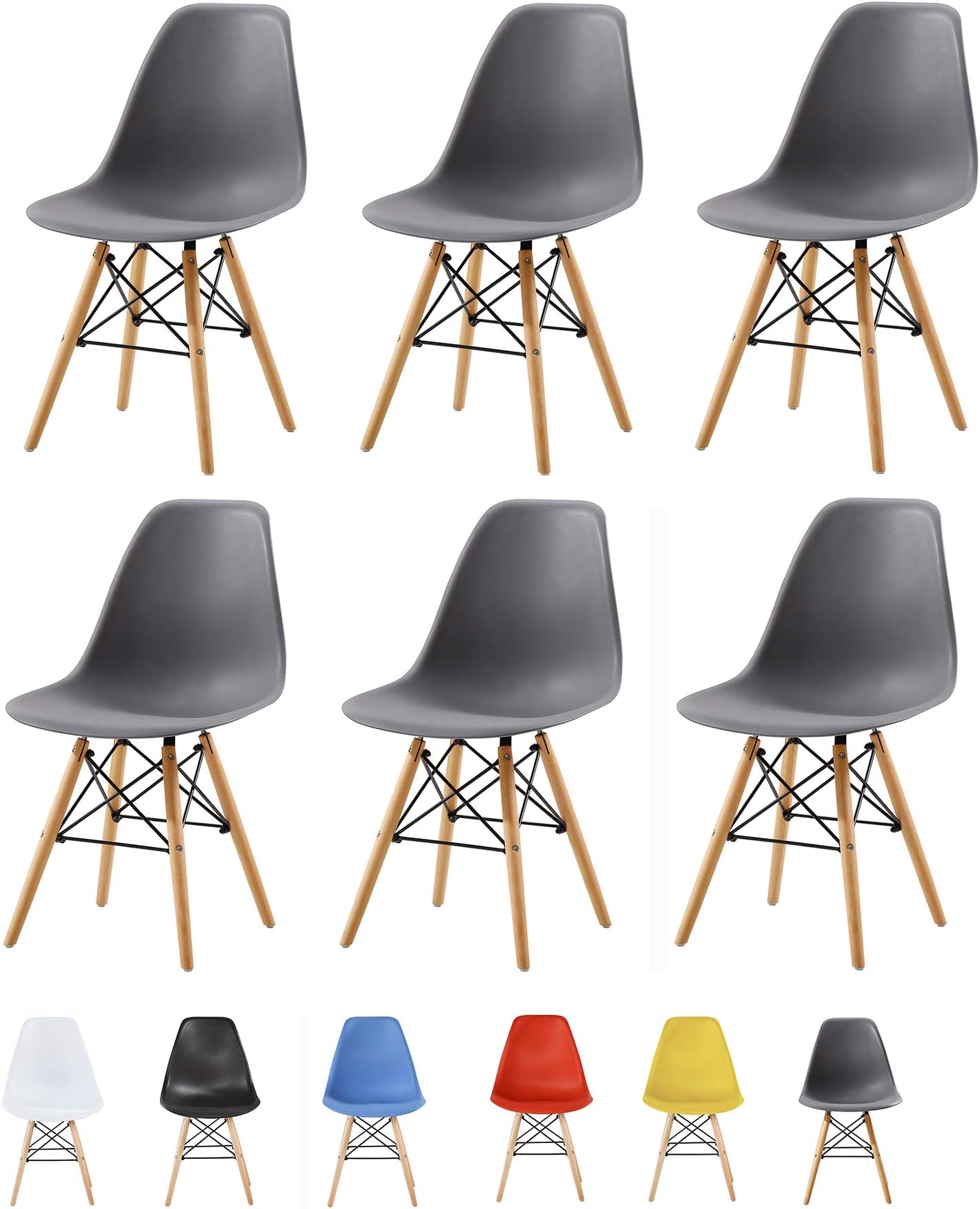 mcc direct Set of 2 Modern Design Dining Chairs Eiffel Retro Lounge Plastic Chairs, LIA (Yellow)