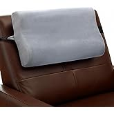Chunful Memory Foam Neck Pillow for Recliner B-Shaped Headrest Neck Pillow Support Cushion for Recliners Chairs Driving Travel, Soft Plush Fabric Pillowcase, Detachable Buckle Strap