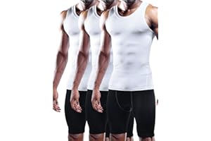 NELEUS Men's 3 Pack Dry Fit Compression Tank Top