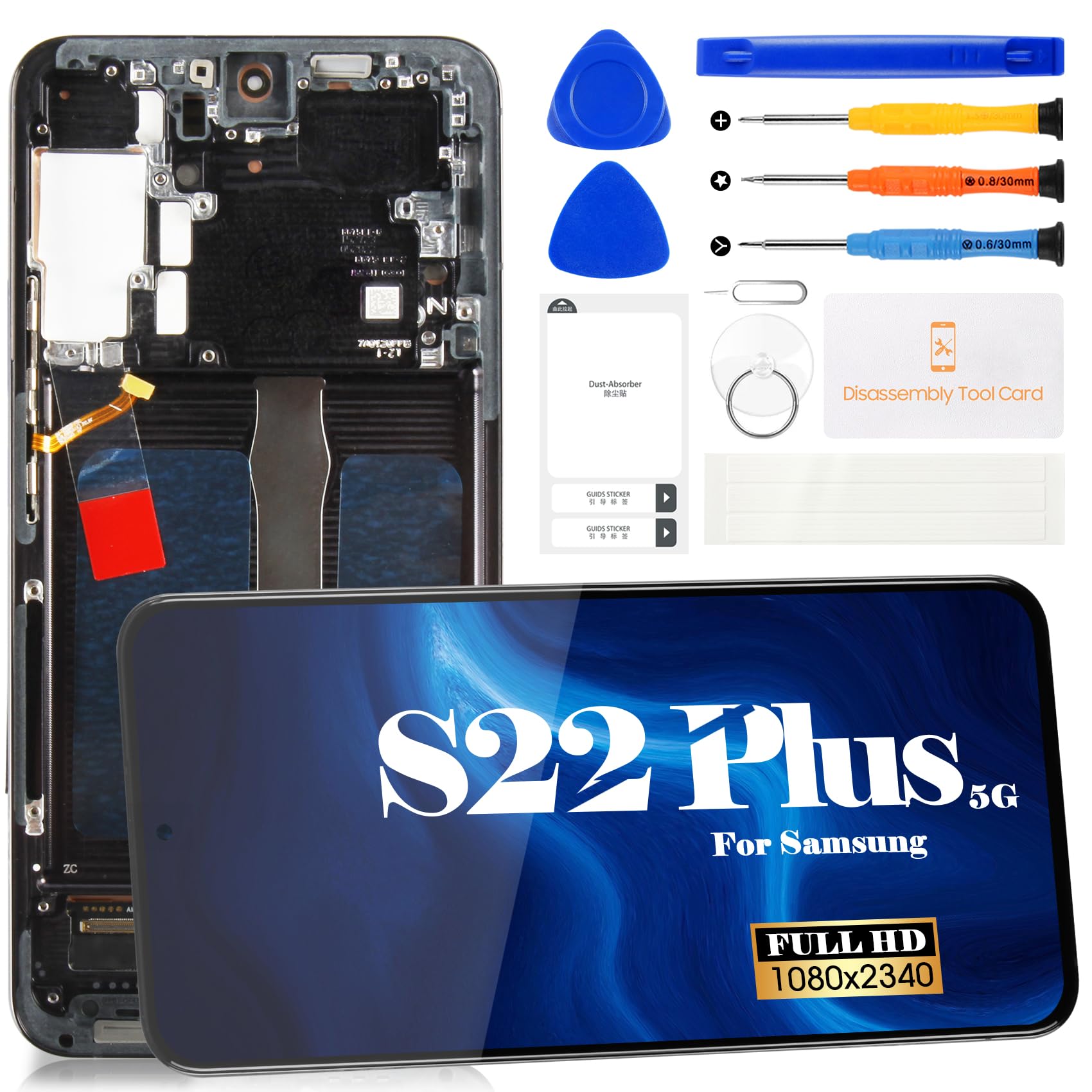 Photo 1 of OLED for Samsung S22 Plus 5g Screen Replacement for Samsung Galaxy S22+ LCD Repair Screen for Galaxy S906U Display Touch Screen Digitizer Assembly Repair Kits with Frame (Black)