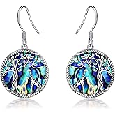 ONEFINITY Giraffe Tree of Life Earrings Sterling Silver Giraffe Abalone Shell Dangle Drop Earrings for Women Jewelry Gifts