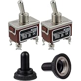 BOJACK RT1221 Toggle Switch 125V 20A 250V 15A DPST ON - Off 4 Terminal pin Rocker Switch with Metal Waterproof Cap (Pack of 2)