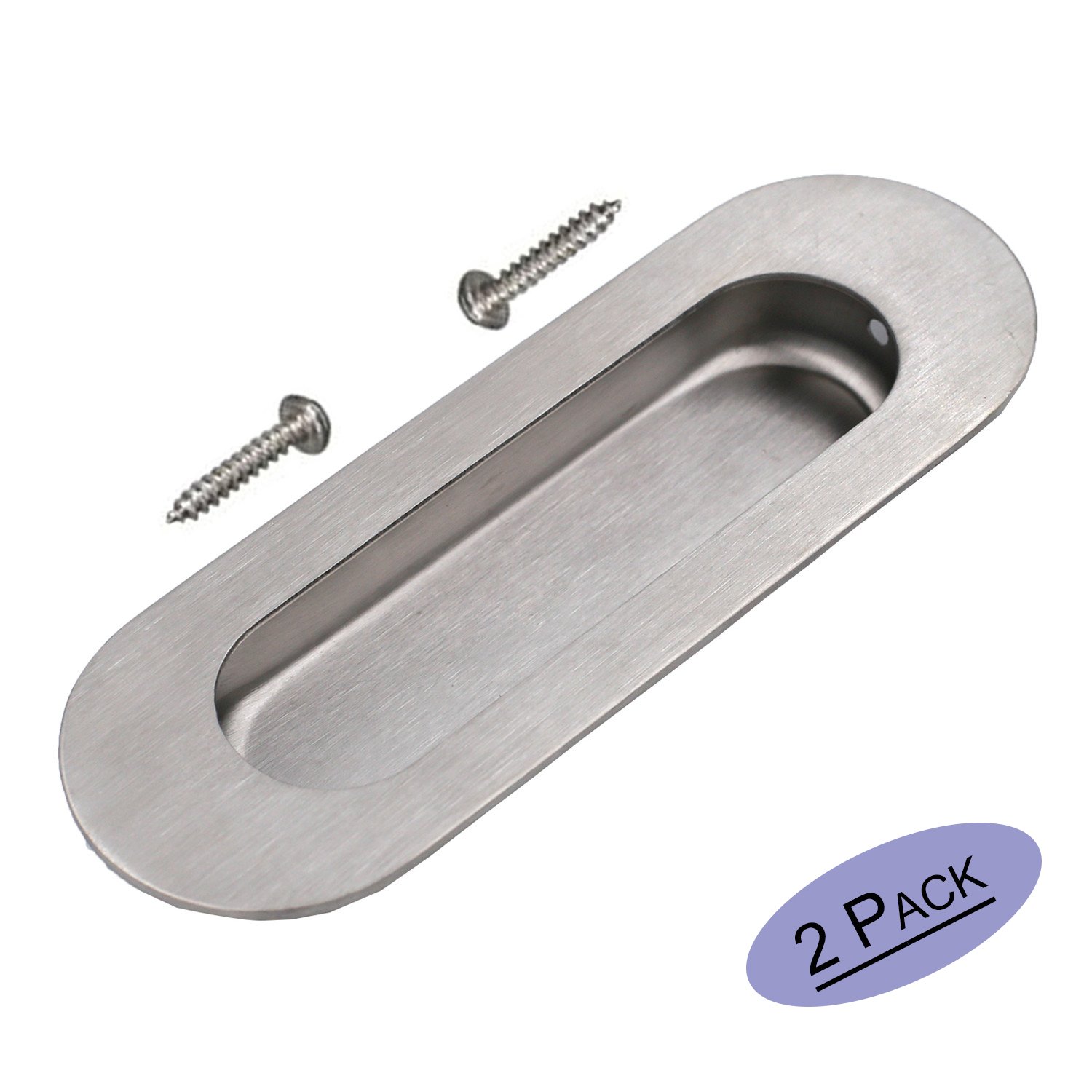 Brushed Antique Bronze Oval Flush Recessed Sliding Door Handles