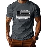 VIPWOLF Men's American Flag Print T Shirts Casual Short Sleeve Crew Neck Graphic Tees