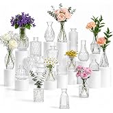 20 Pcs Clear Glass Bud Vases, Small Vintage Bud Vase Set for Flowers, Mini Glass Vases for Centerpieces, Wedding Decor, Baby Shower, Table Decorations, Home Decor, 3.1"-5.1"